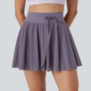 HALARA High Waisted 2-in-1 Pocket Flowy Skirt stardust mauve size small NWT